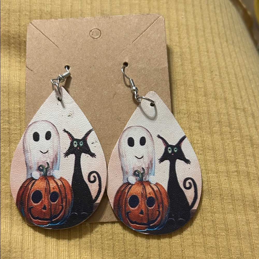 Halloween Ghost and Cat Earrings